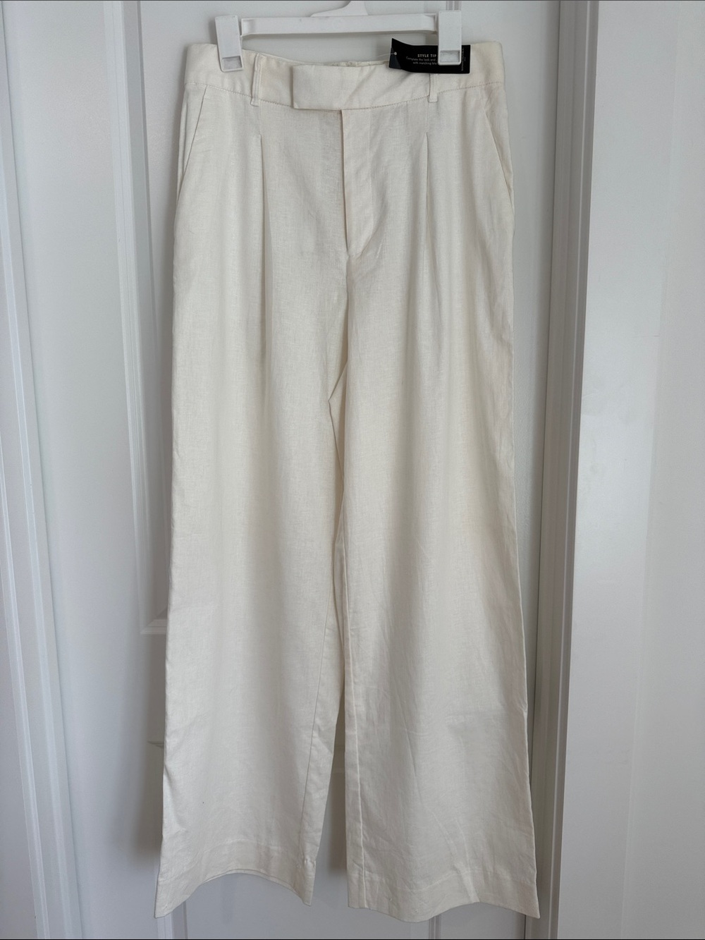 Banana Republic Cream Wide-Leg Linen Blend Pants